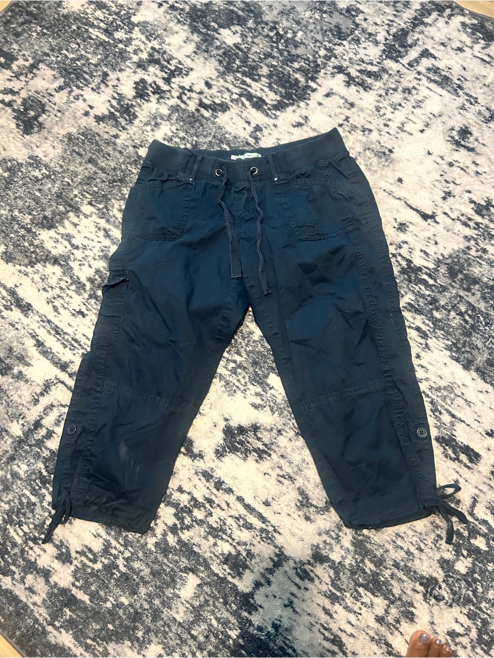 Maurice’s Women’s Navy Cargo Capri Shorts with Drawstring Waist Size L